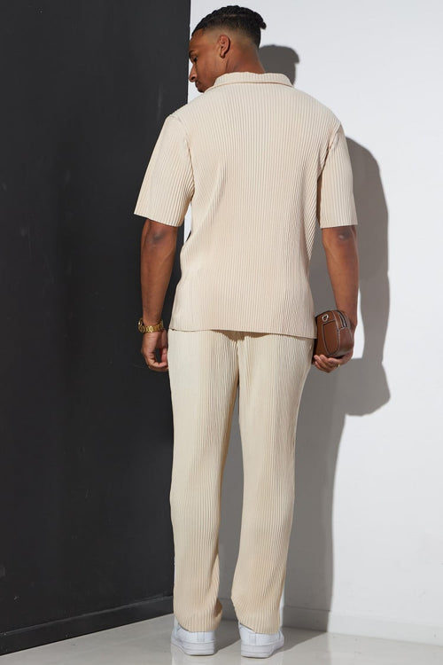 2-piece shirt + sand pleated pants set